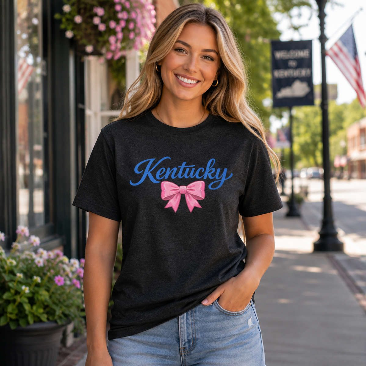 Kentucky Bow T-Shirt | Southern Charm Script Design | Elite - Bluegrass Elite Apparel LLC