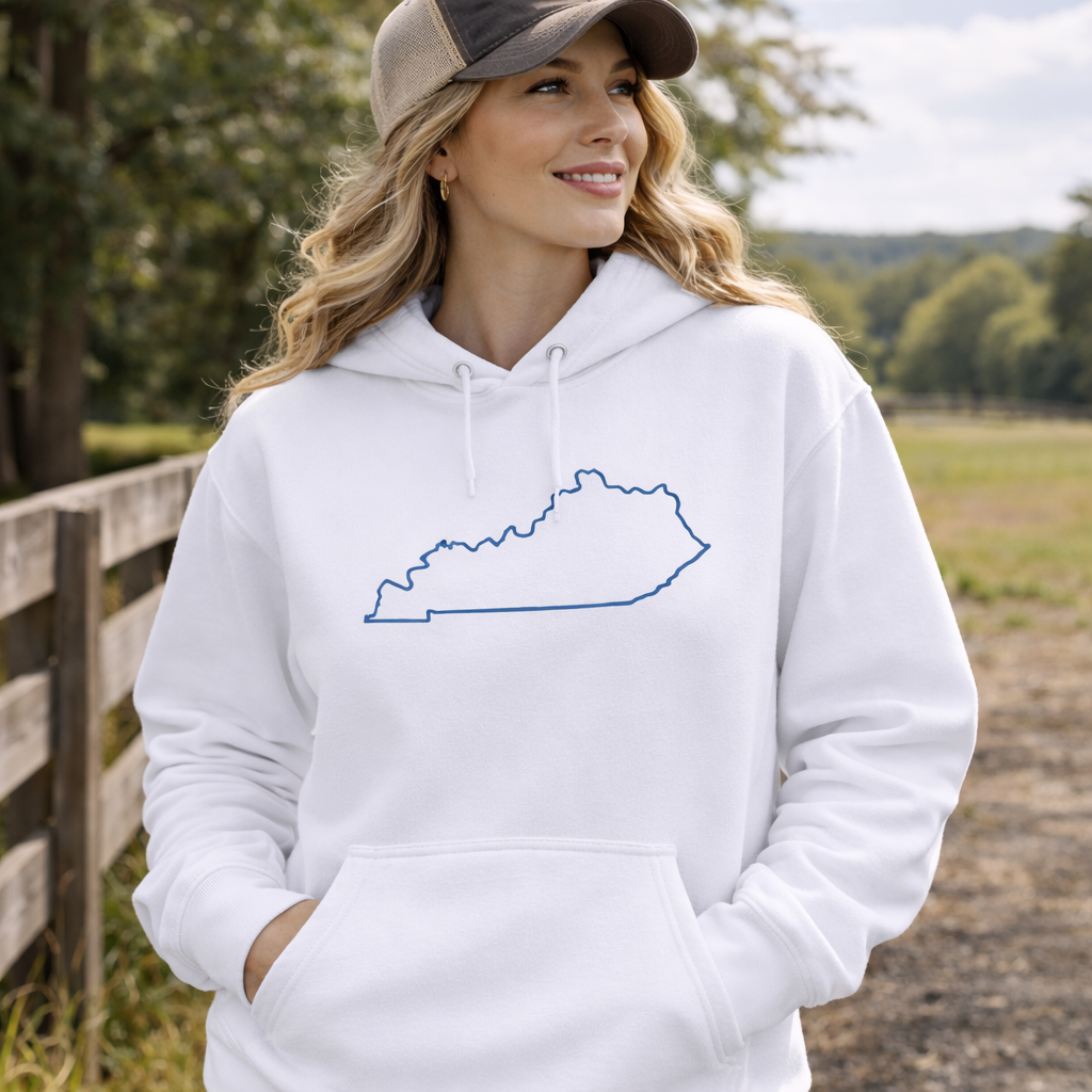 Kentucky Hoodie | Minimalist State Outline | Unisex Fleece - Bluegrass Elite Apparel LLC