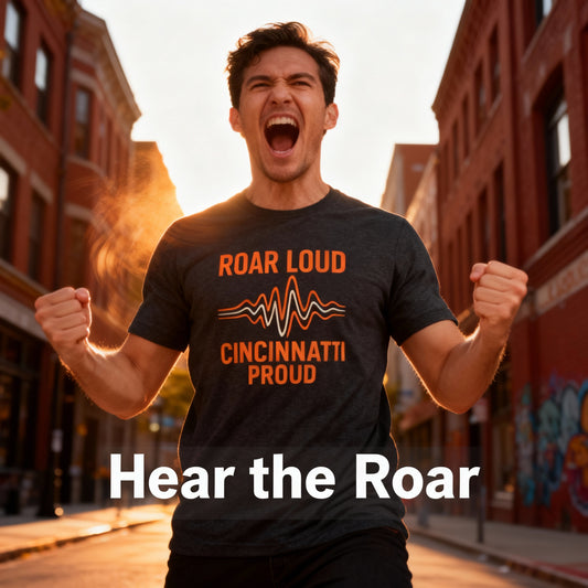 Cincinnati Football T-Shirt | Roar Loud Cincinnati Proud Design | Classic Cotton