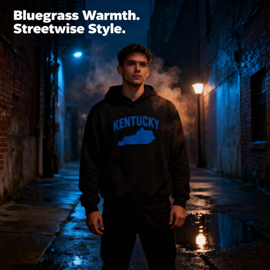 Kentucky Outline Oversized Hoodie โ Bluegrass Streetwear | Heavyweight Fleece