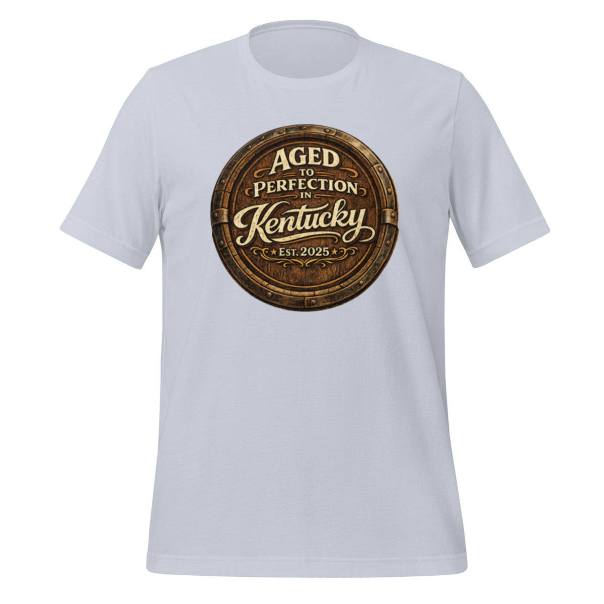 Aged to Perfection in Kentucky T-Shirt | Barrel - End Emblem Design | Classic Cotton - Bluegrass Elite Apparel LLC