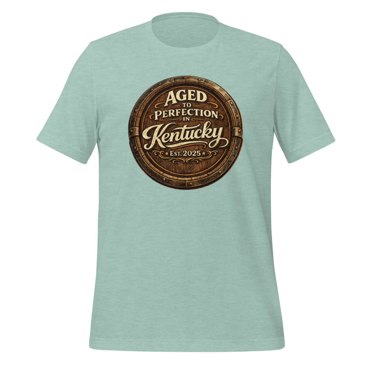 Aged to Perfection in Kentucky T-Shirt | Barrel - End Emblem Design | Classic Cotton - Bluegrass Elite Apparel LLC