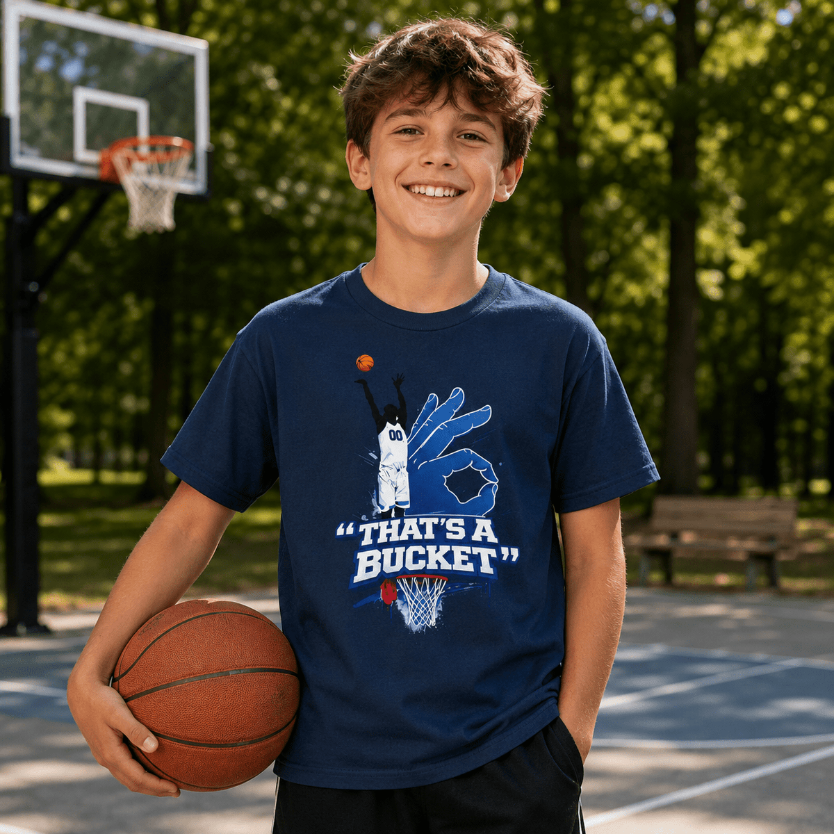 AllUKBall That’s A Bucket Youth T-Shirt | Active Shot Graphic | Performance - Bluegrass Elite Apparel LLC