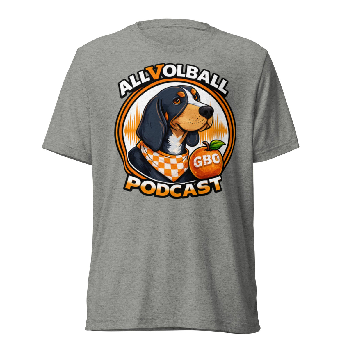ALLVOLBALL Podcast Dog T-Shirt | GBO Hound Logo | Elite Tri-Blend - Bluegrass Elite Apparel LLC