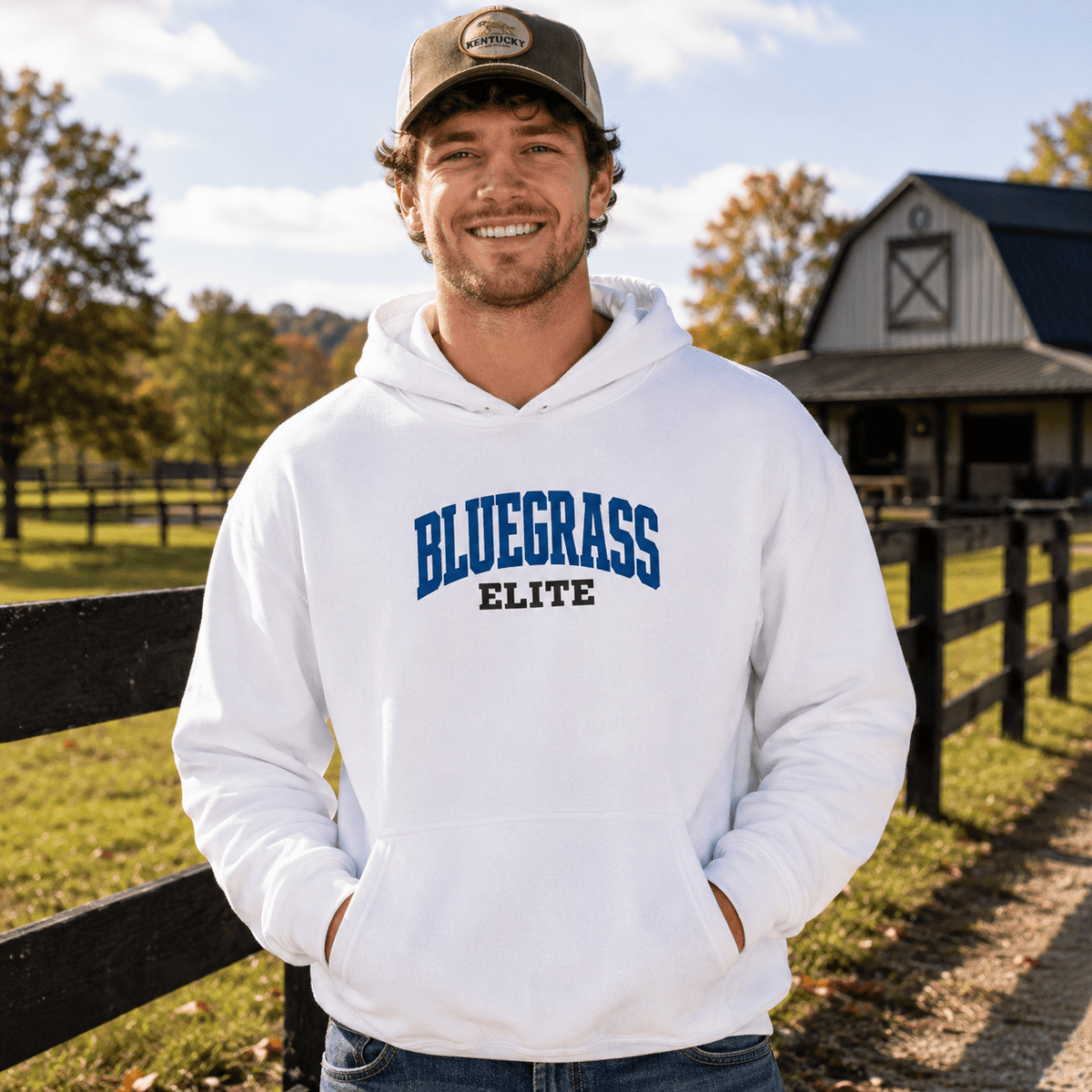 Bluegrass Elite Script Embroidered Hoodie | Vintage Athletic Pullover - Bluegrass Elite Apparel LLC