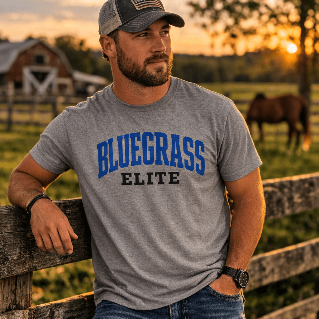 Bluegrass Elite T-Shirt | Collegiate Arch Design | Elite Tri-Blend - Bluegrass Elite Apparel LLC