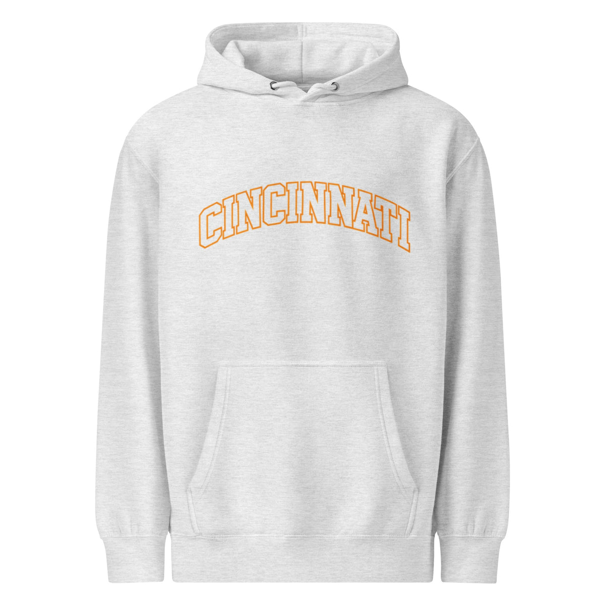 Cincinnati Arch Text Premium Mid - Weight Hoodie | Everyday Street Comfort - Bluegrass Elite Apparel LLC