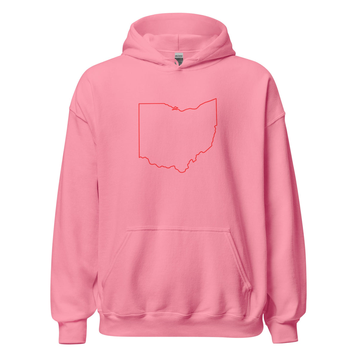 Columbus Hoodie | Red Ohio Outline Design | Unisex - Bluegrass Elite Apparel LLC