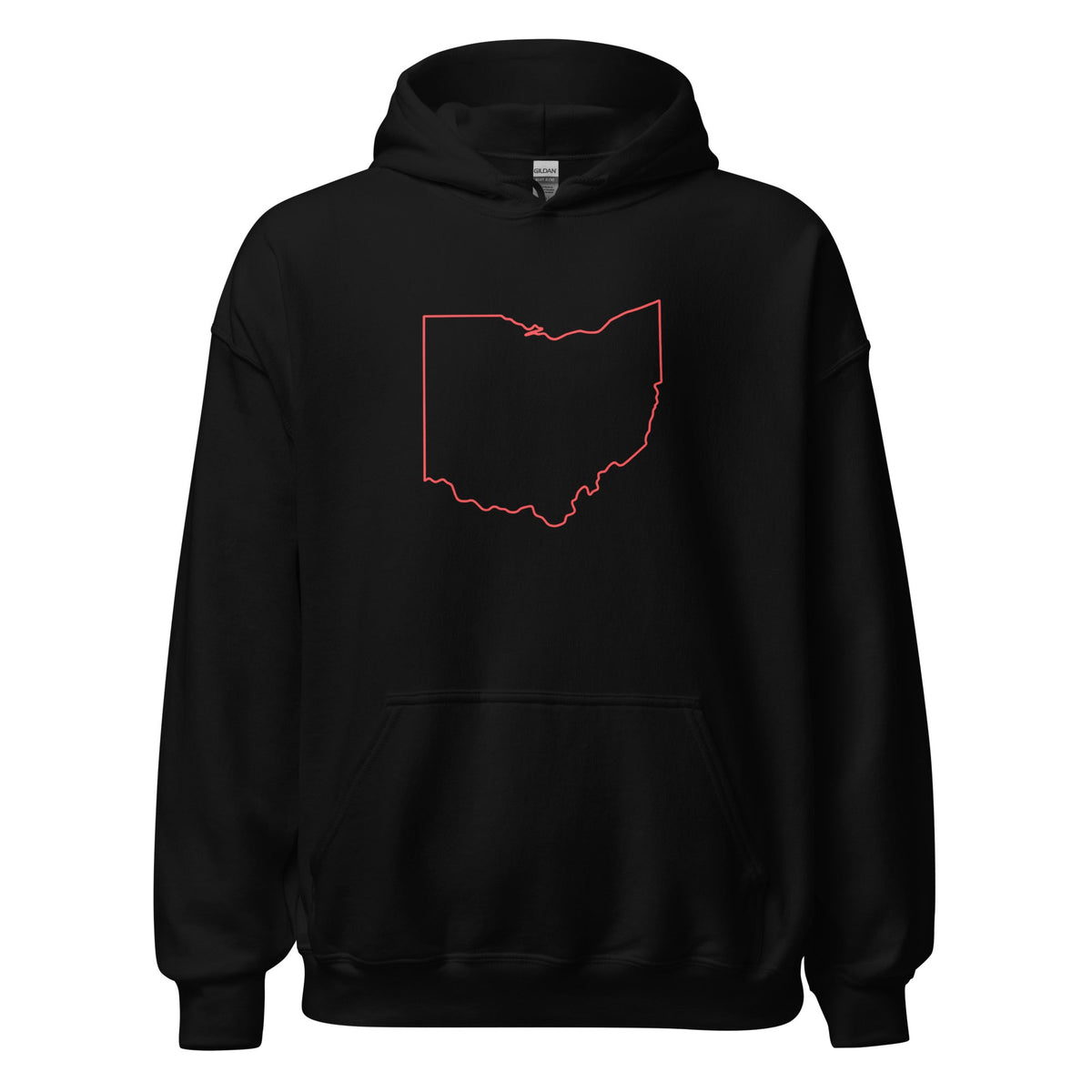 Columbus Hoodie | Red Ohio Outline Design | Unisex - Bluegrass Elite Apparel LLC