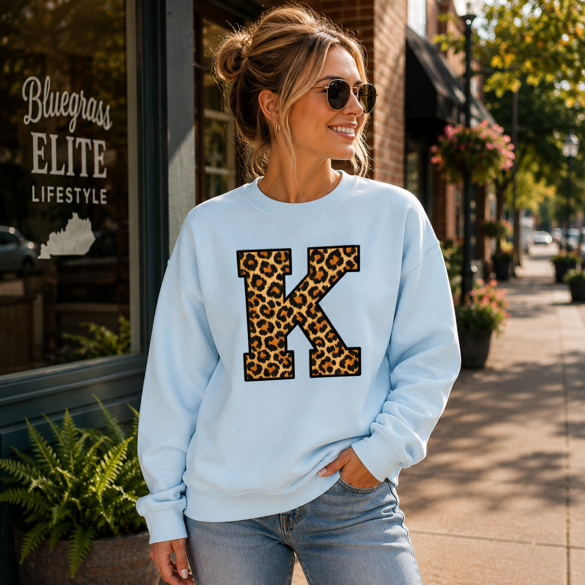 Leopard Print K Sweatshirt | Premium Fleece Streetwear - Bluegrass Elite Apparel LLC