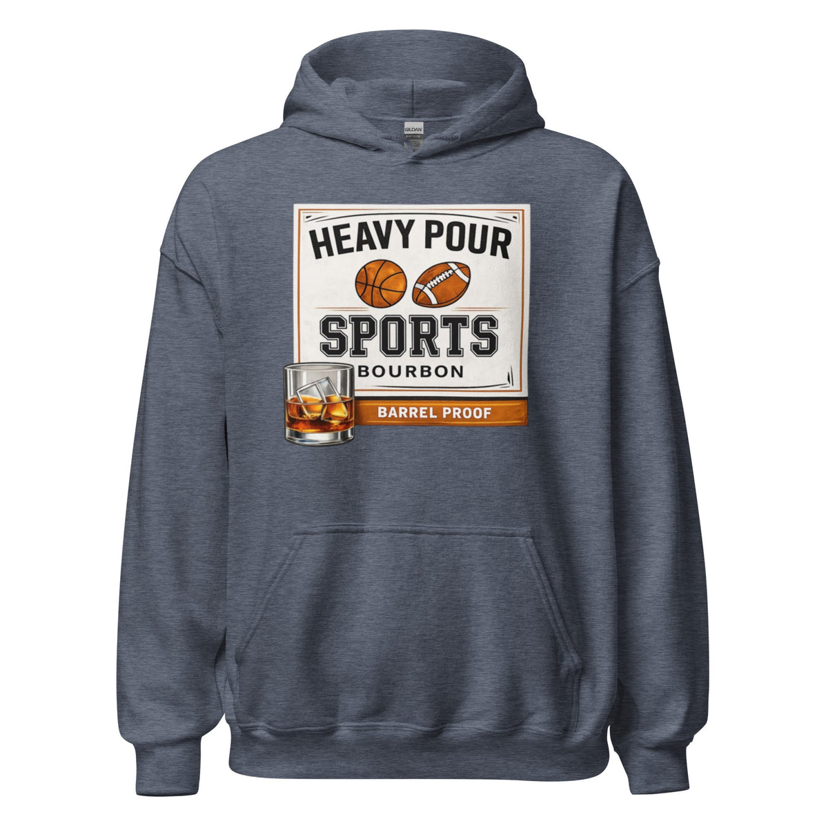 Heavy Pour Sports Bourbon Hoodie | Barrel Proof Design | Unisex - Bluegrass Elite Apparel LLC