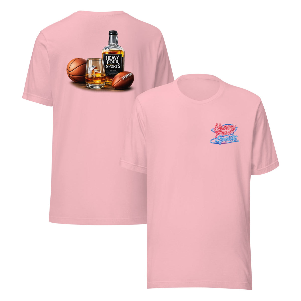 Heavy Pour Sports T-Shirt | Dual - Sided Bourbon & Neon Design | Classic Cotton - Bluegrass Elite Apparel LLC