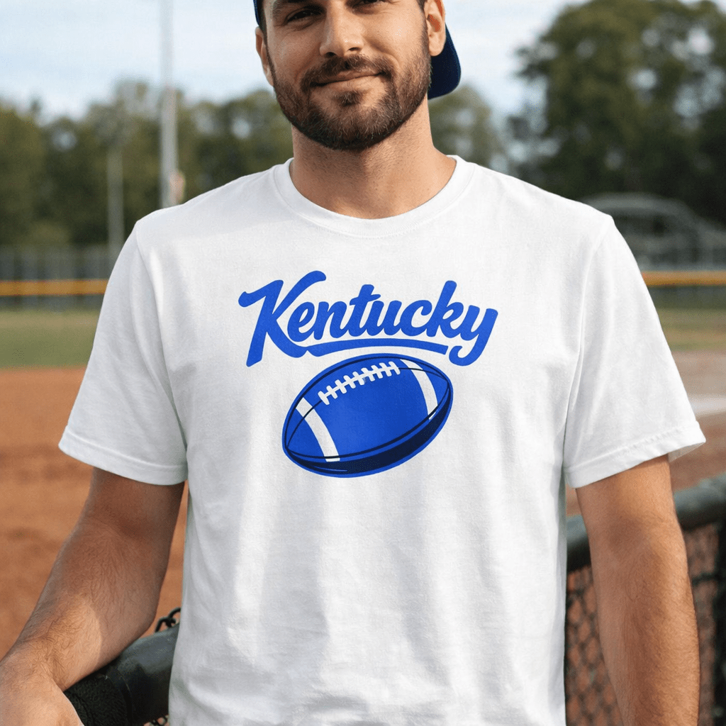 Kentucky Blue Script Ball DryBlend T-Shirt | Minimal Sports Design | Performance Cotton - Bluegrass Elite Apparel LLC
