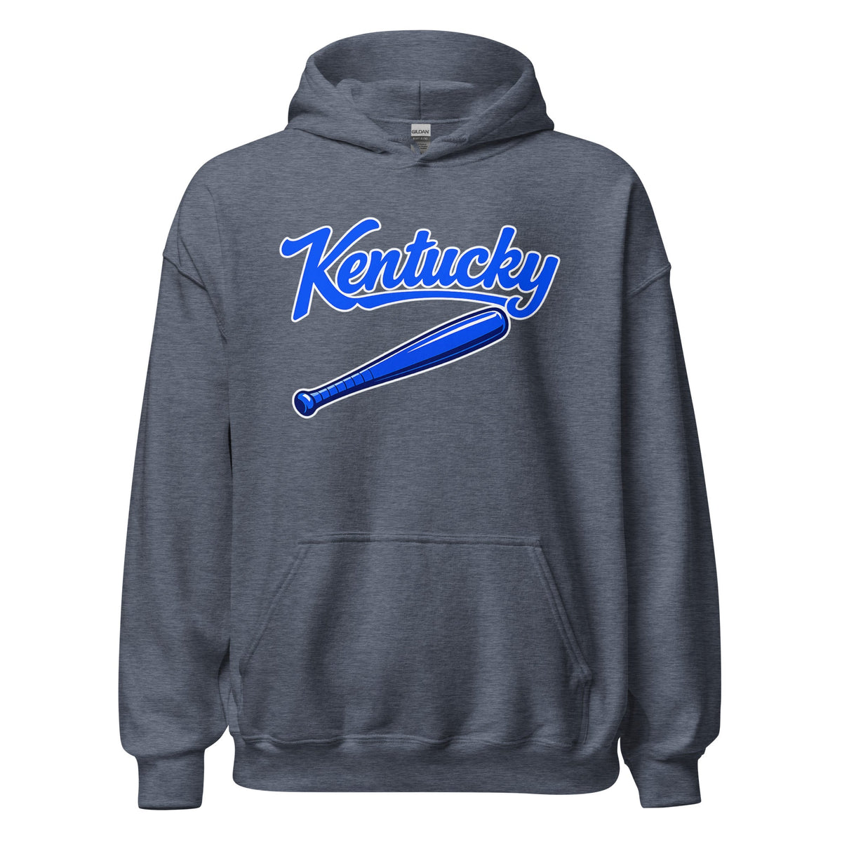 Kentucky Blue Script Ball Hoodie | Vintage Bat Graphic Pullover - Bluegrass Elite Apparel LLC