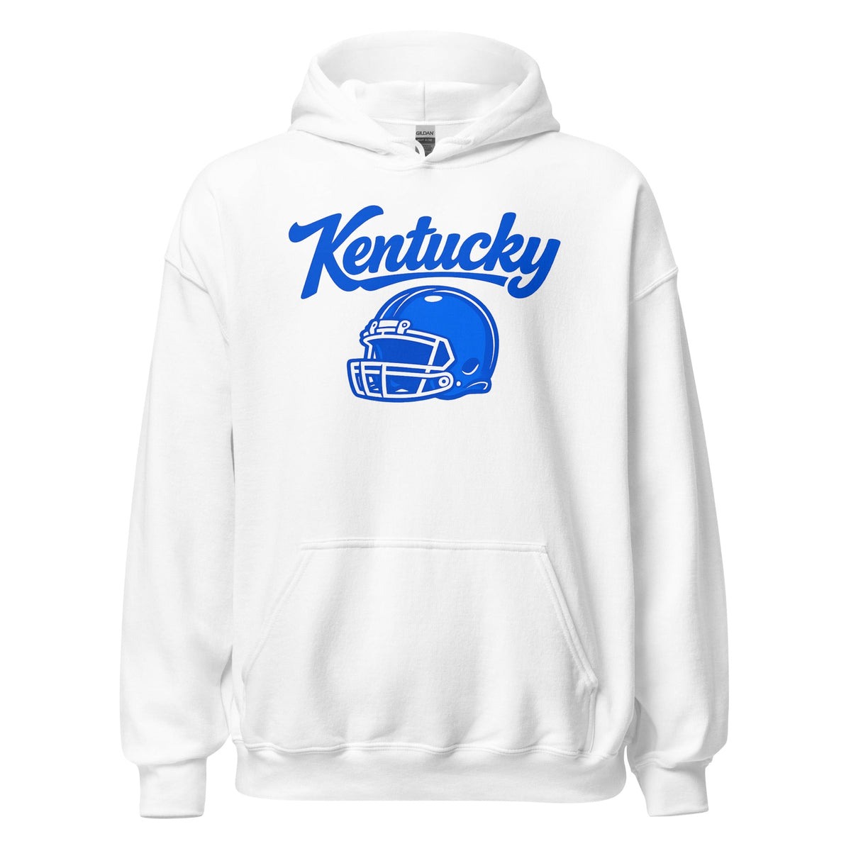 Kentucky Blue Script Helmet Hoodie | Football Design | Classic Fleece Pullover - Bluegrass Elite Apparel LLC