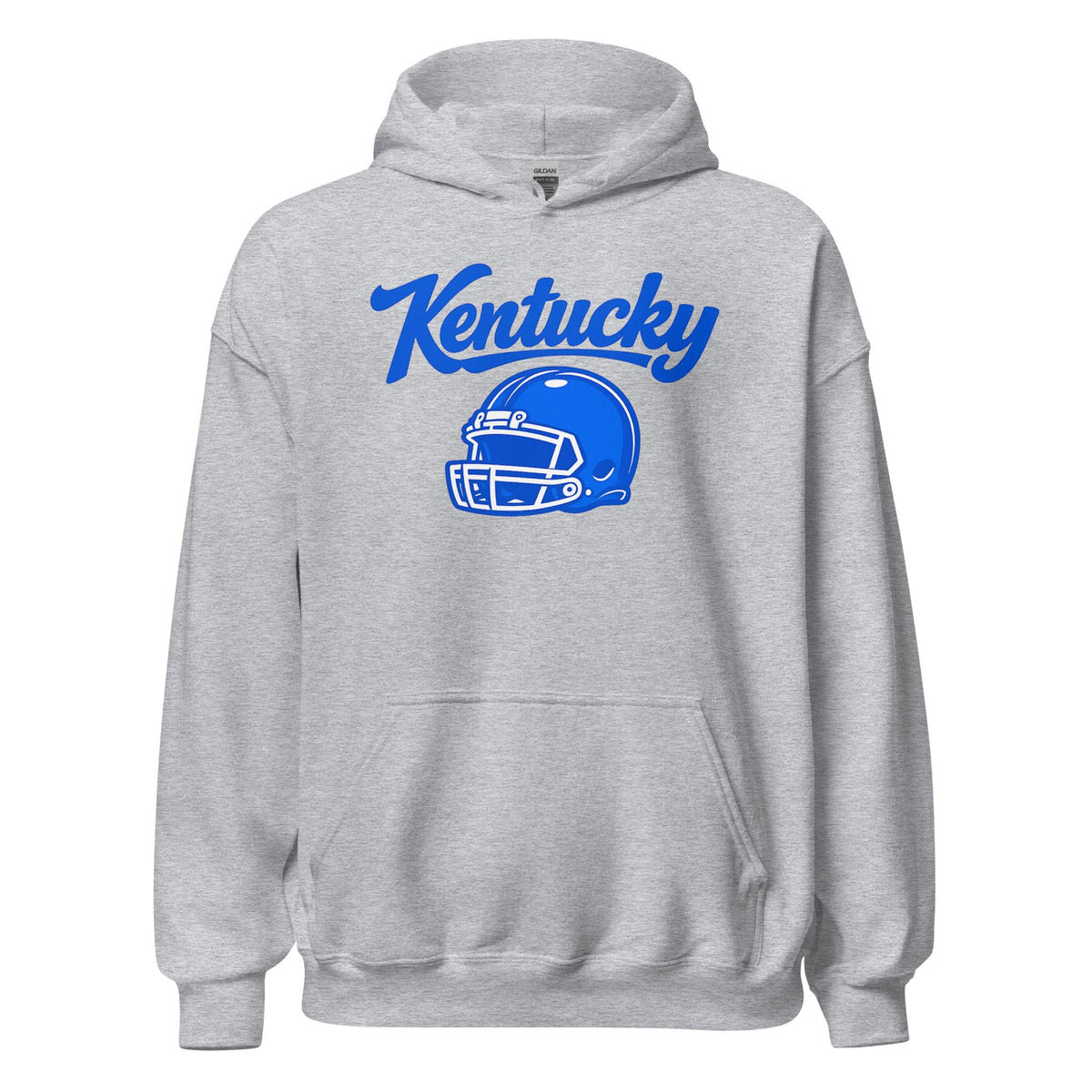 Kentucky Blue Script Helmet Hoodie | Football Design | Classic Fleece Pullover - Bluegrass Elite Apparel LLC