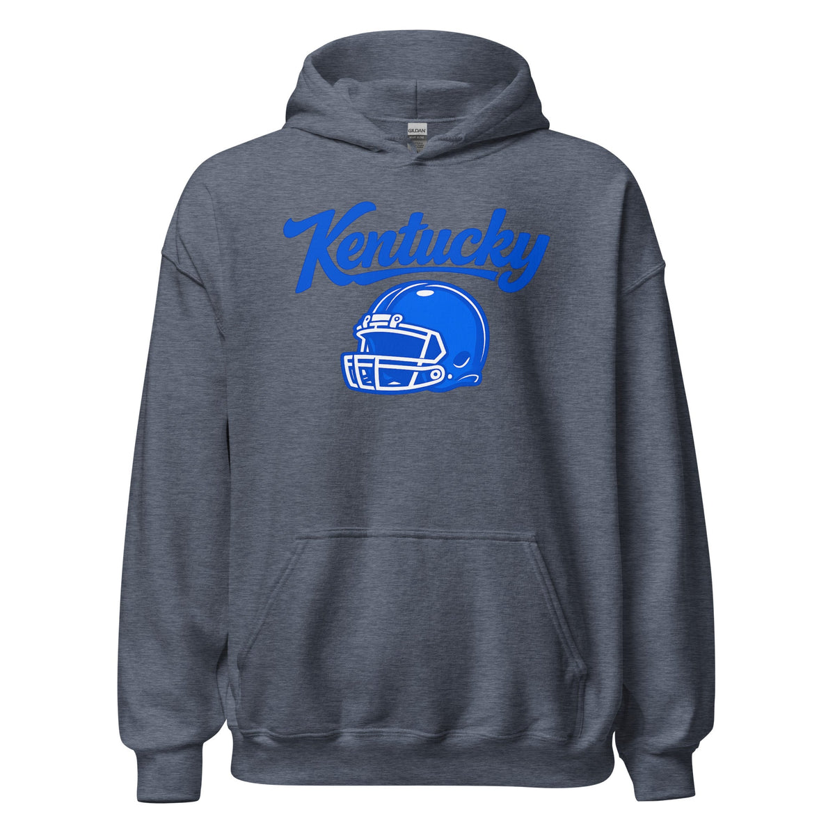 Kentucky Blue Script Helmet Hoodie | Football Design | Classic Fleece Pullover - Bluegrass Elite Apparel LLC