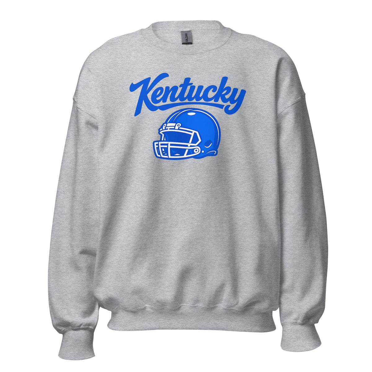 Kentucky Blue Script Helmet Sweatshirt | Minimal Sports Design | Classic Crewneck - Bluegrass Elite Apparel LLC