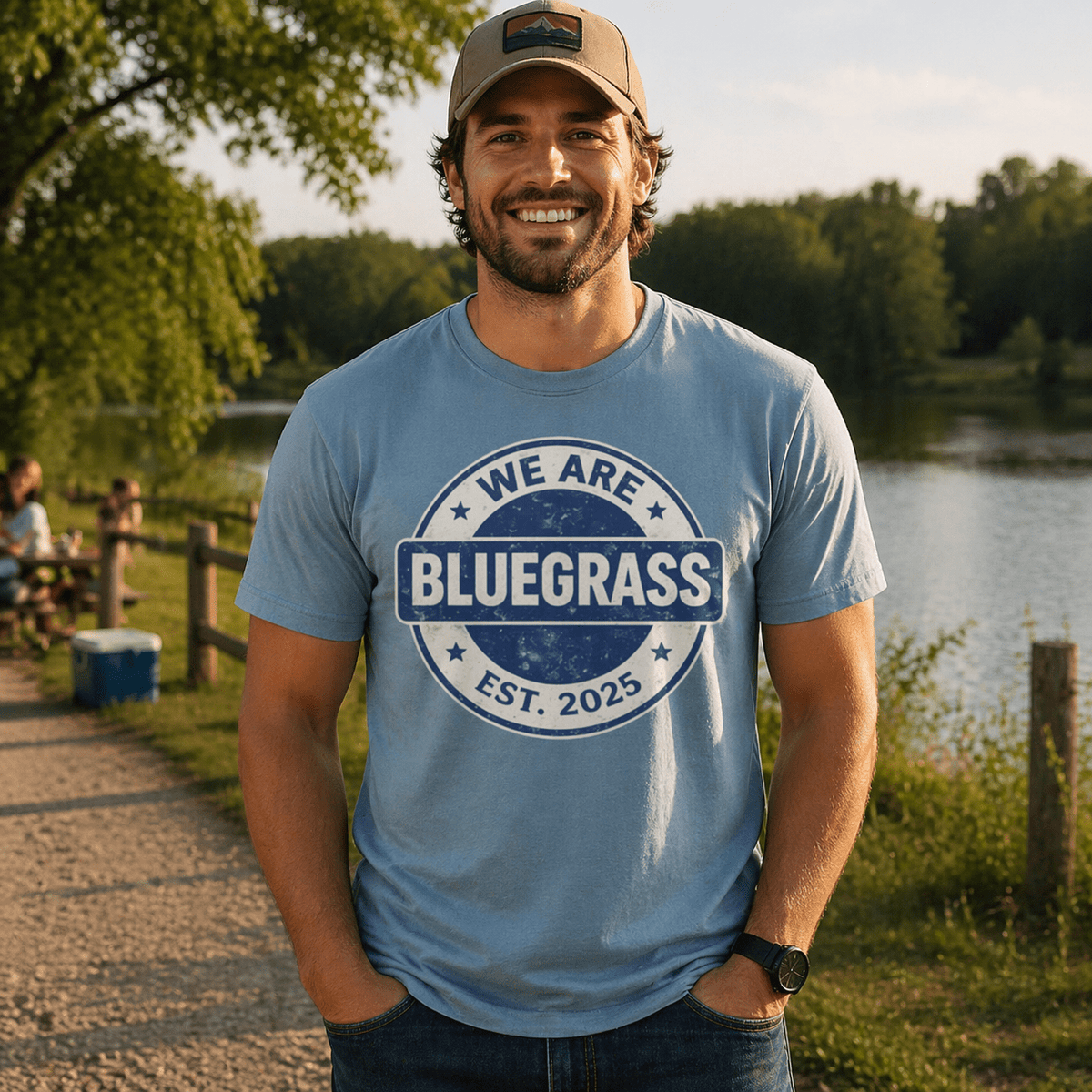 Kentucky Bluegrass Heritage Badge T-Shirt | Vintage Script Design | Classic - Bluegrass Elite Apparel LLC