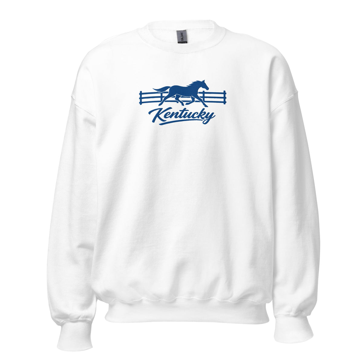 Kentucky Gallop Sweatshirt | Blue Horse & Fence Embroidery - Bluegrass Elite Apparel LLC