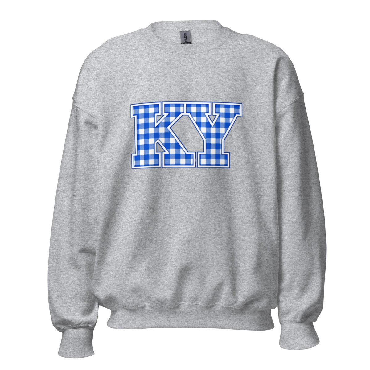 Kentucky Gingham KY Sweatshirt | Blue Checkered Letter Design | Classic - Bluegrass Elite Apparel LLC