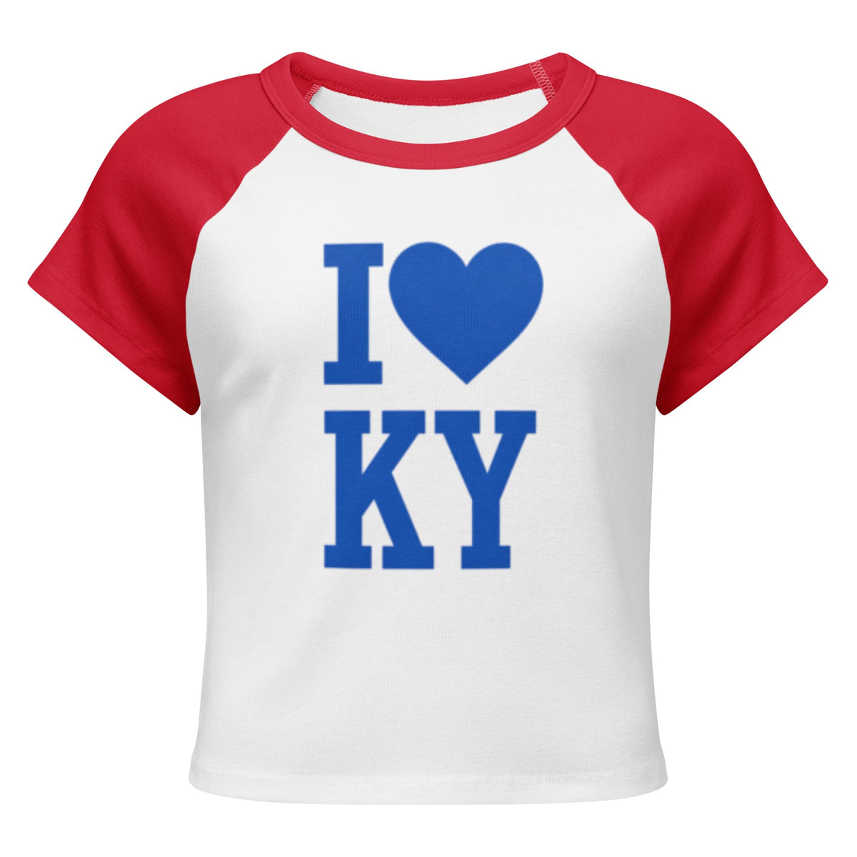 Kentucky Love Script Baby Tee | Blue Graphic Raglan Crop | Classic - Bluegrass Elite Apparel LLC