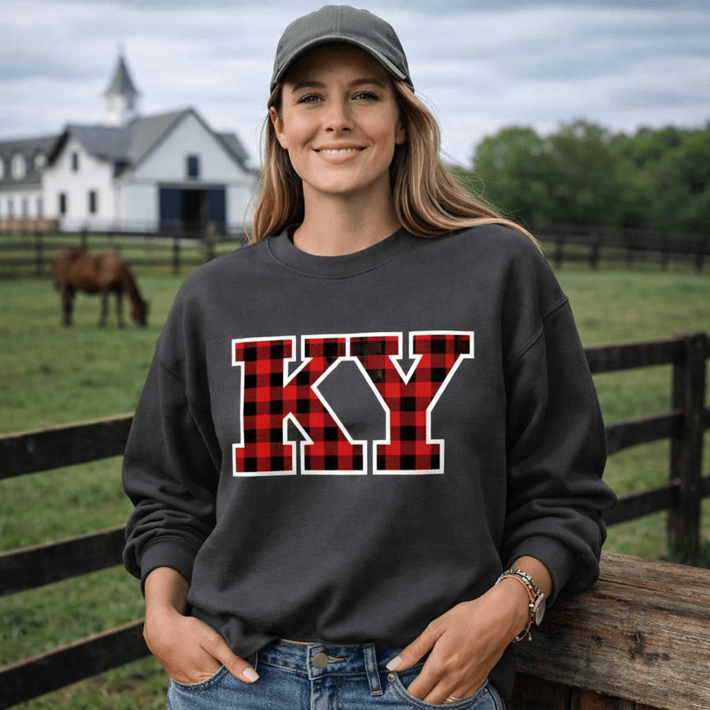 Kentucky Lumberjack Plaid Sweatshirt | Red KY Letter Design - Bluegrass Elite Apparel LLC