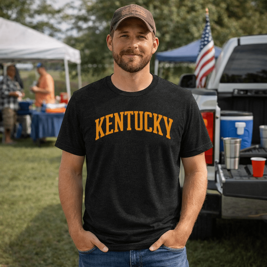 Kentucky Orange Script Athletic Tee | Collegiate Arch Design | Elite - Bluegrass Elite Apparel LLC