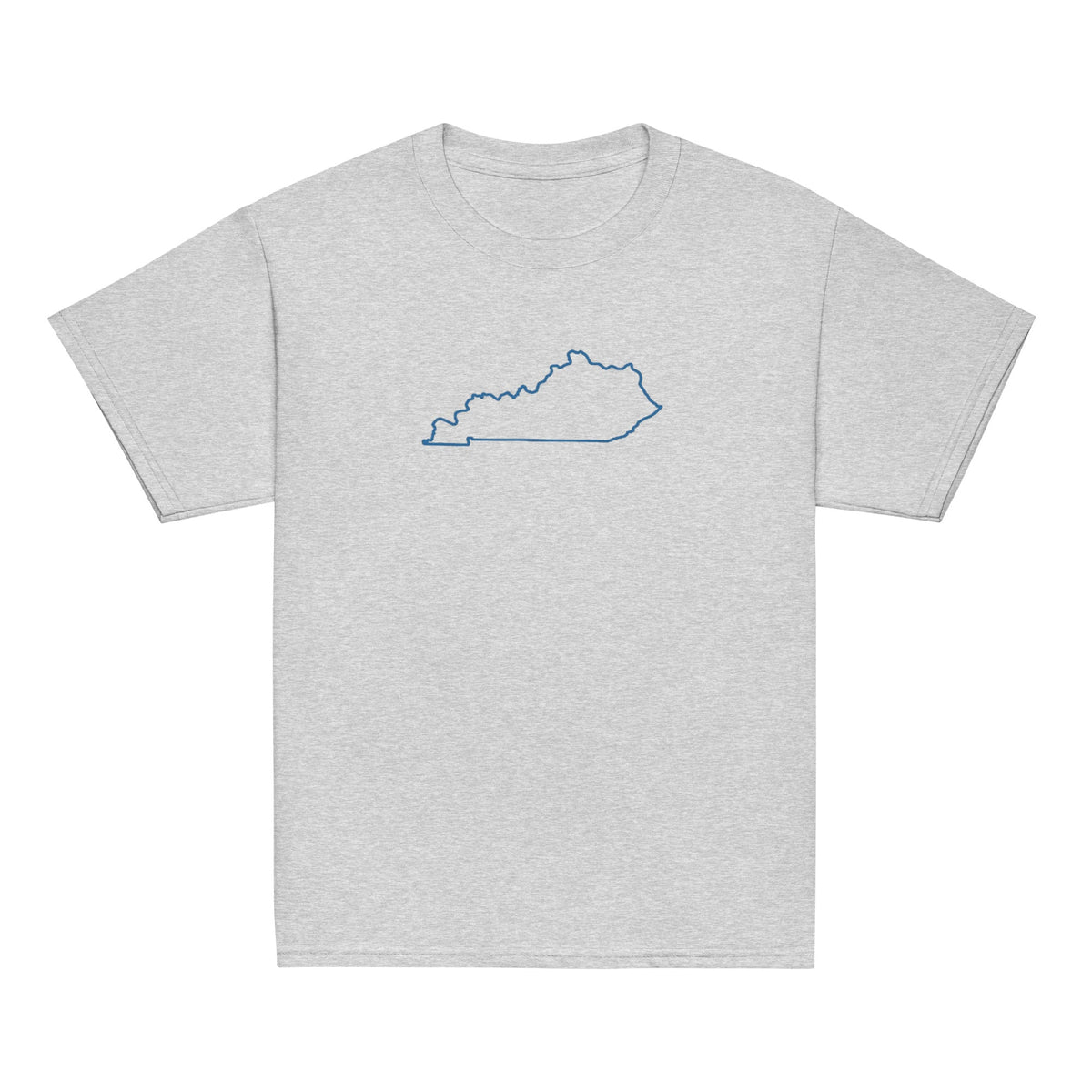 Kentucky Outline Youth Tee | Minimal Blue Line Art - Bluegrass Elite Apparel LLC