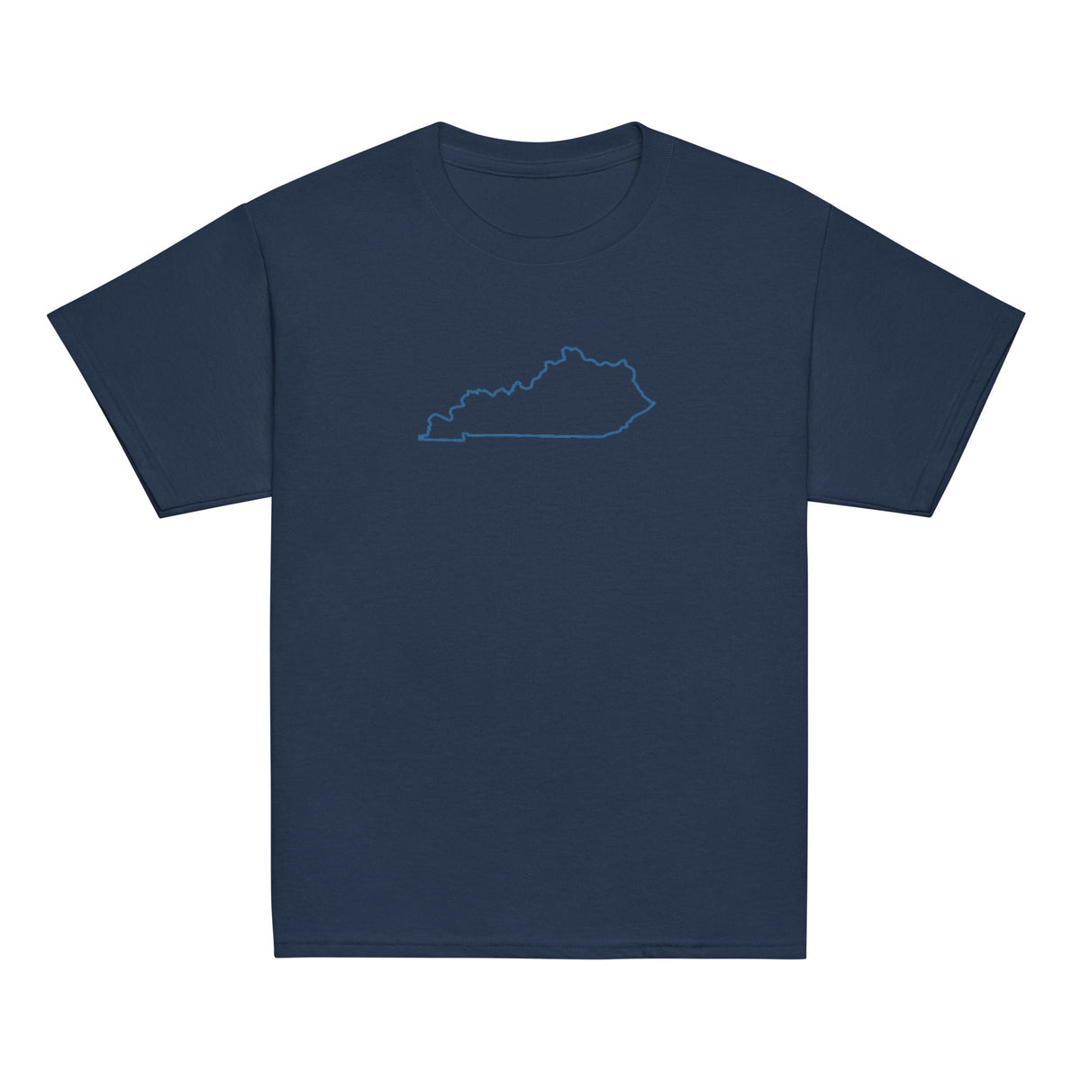 Kentucky Outline Youth Tee | Minimal Blue Line Art - Bluegrass Elite Apparel LLC
