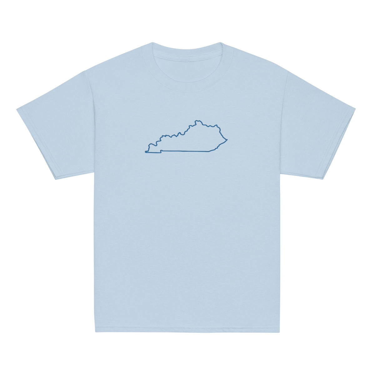 Kentucky Outline Youth Tee | Minimal Blue Line Art - Bluegrass Elite Apparel LLC