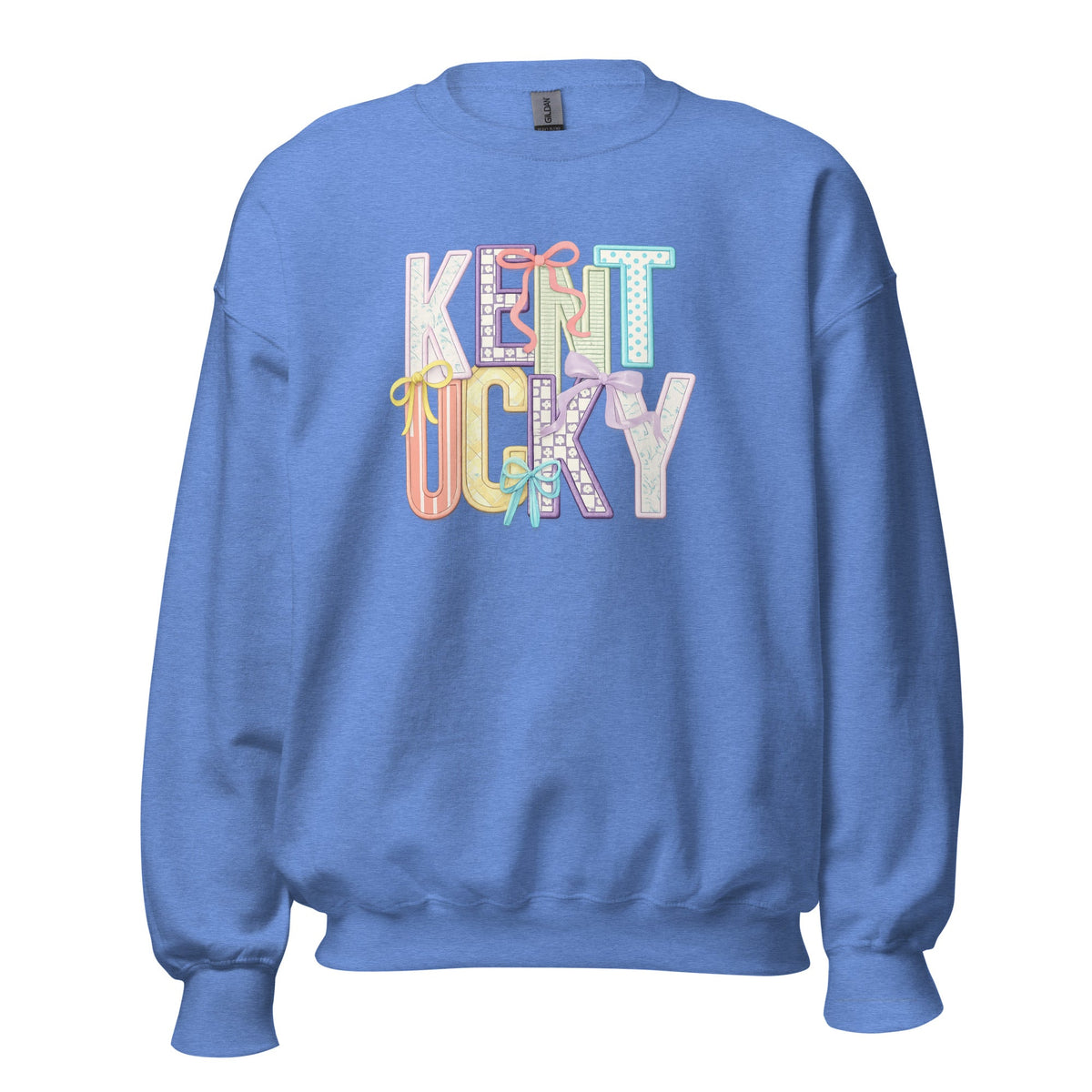 Kentucky Pastel Bow Sweatshirt | Patchwork Coquette Graphic Design - Bluegrass Elite Apparel LLC