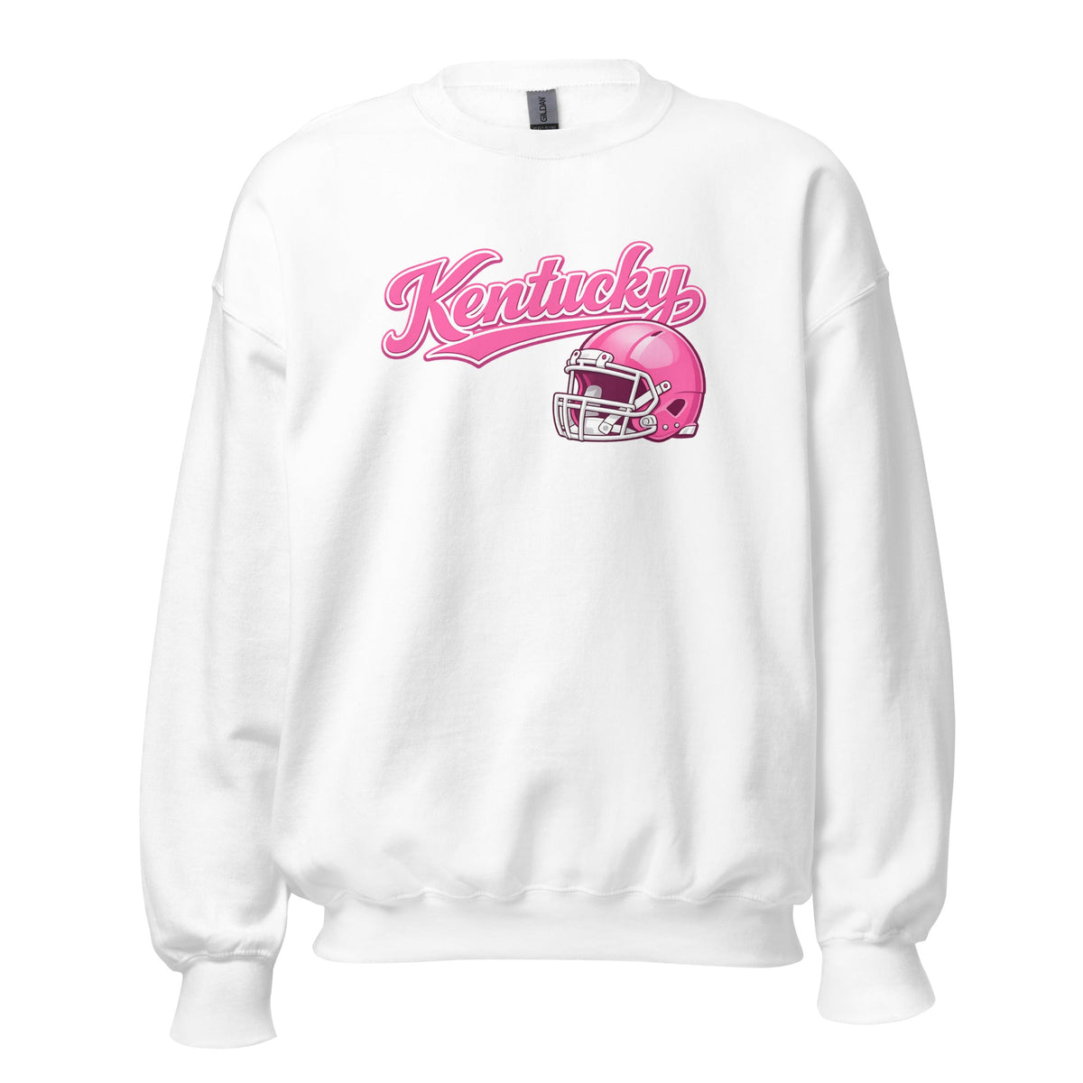 Kentucky Pink Script Helmet Sweatshirt | Minimal Sports Design | Classic Crewneck - Bluegrass Elite Apparel LLC