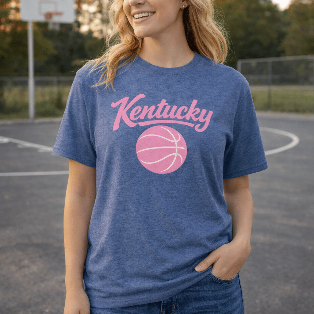 Kentucky Script Basketball T-Shirt | Pink Design | Elite Tri-Blend - Bluegrass Elite Apparel LLC