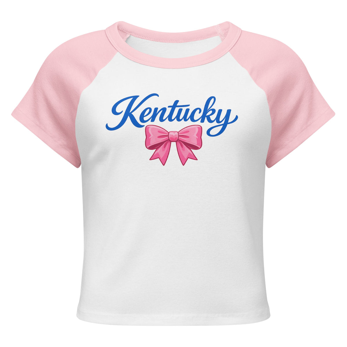 Kentucky Script Bow Raglan Baby Tee | Vintage Blue Graphic - Bluegrass Elite Apparel LLC