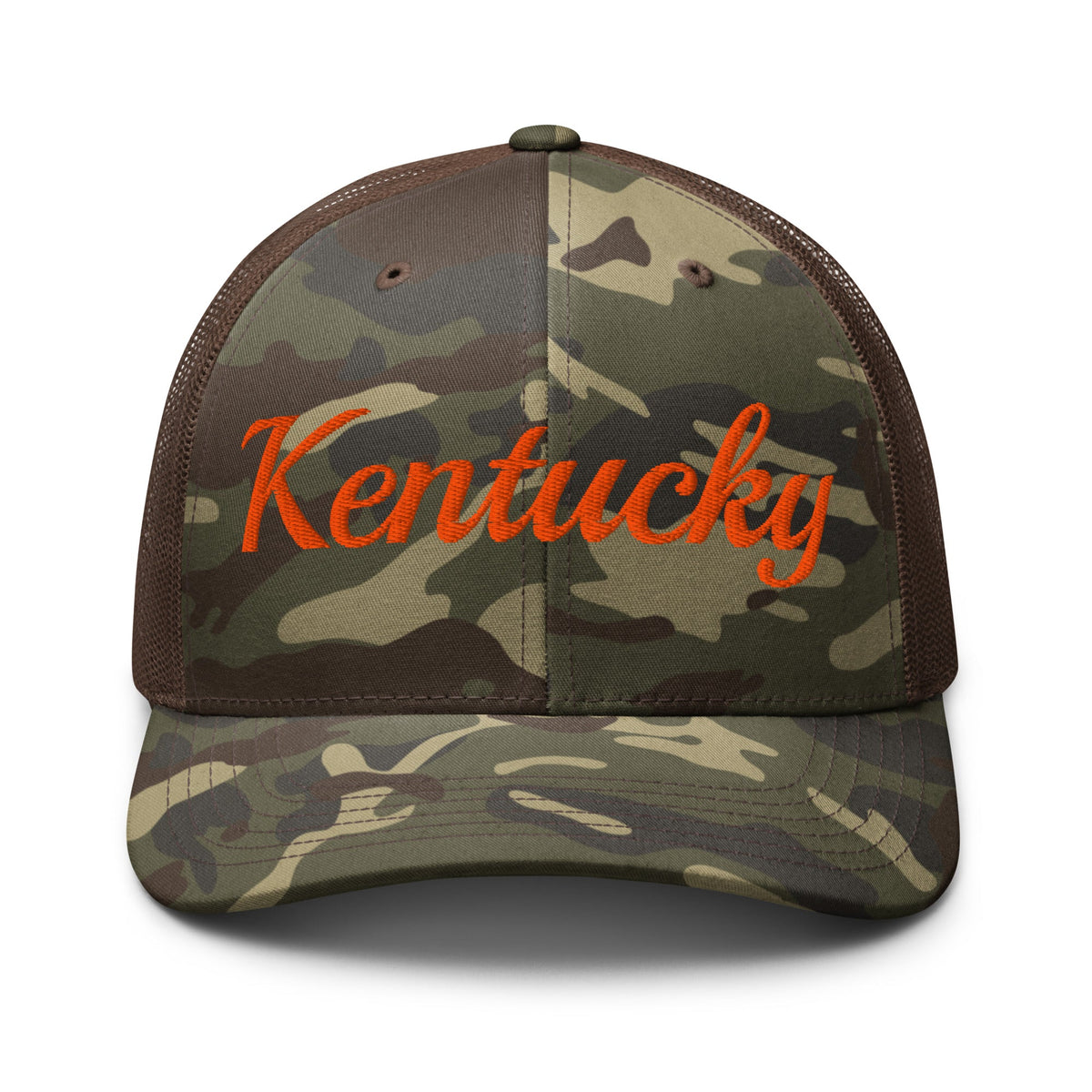 Kentucky Script Camo Trucker Hat - Bluegrass Elite Apparel LLC