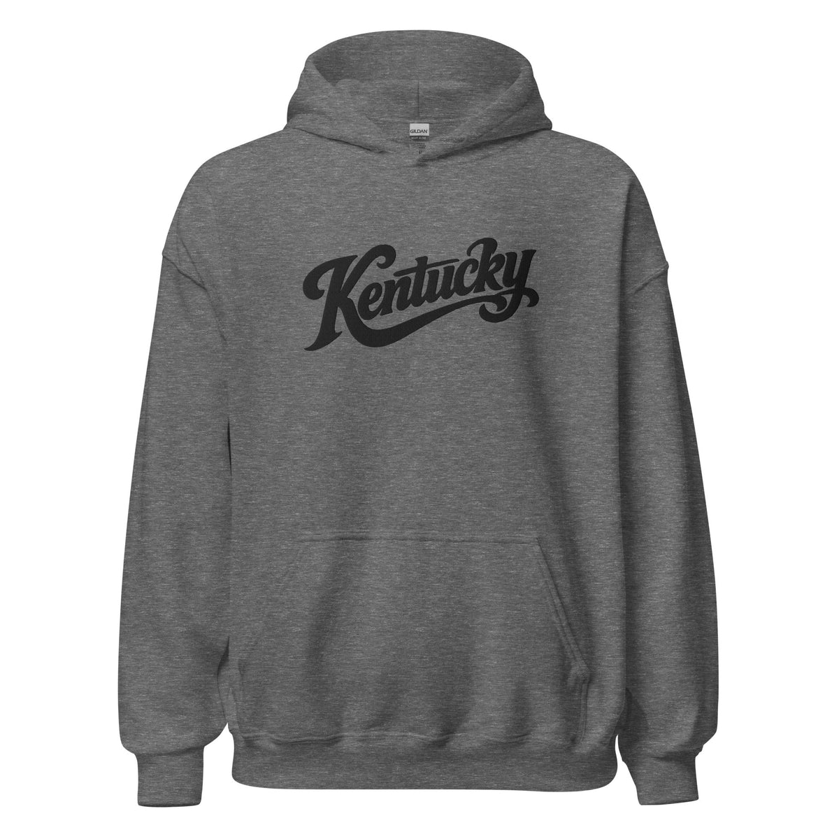 Kentucky Script Embroidered Hoodie | Black Stitch Bluegrass Pullover - Bluegrass Elite Apparel LLC