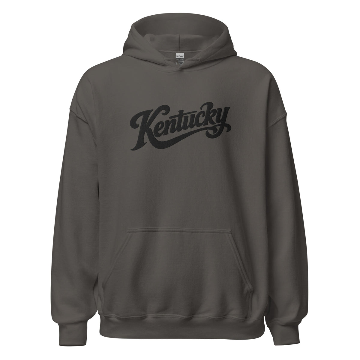 Kentucky Script Embroidered Hoodie | Black Stitch Bluegrass Pullover - Bluegrass Elite Apparel LLC