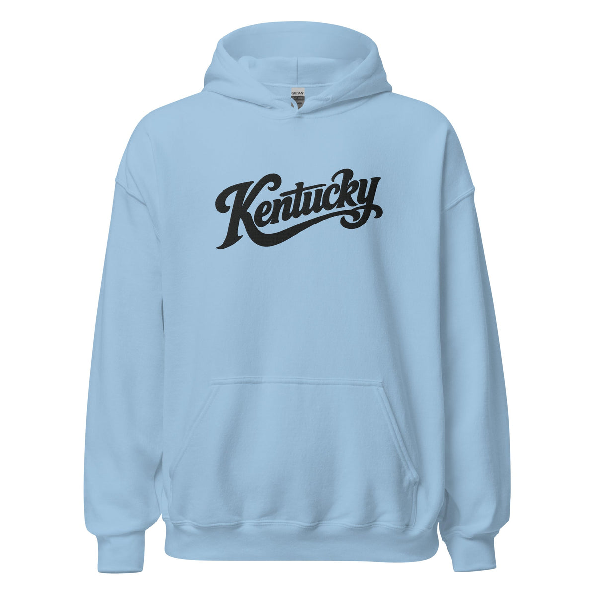 Kentucky Script Embroidered Hoodie | Black Stitch Bluegrass Pullover - Bluegrass Elite Apparel LLC