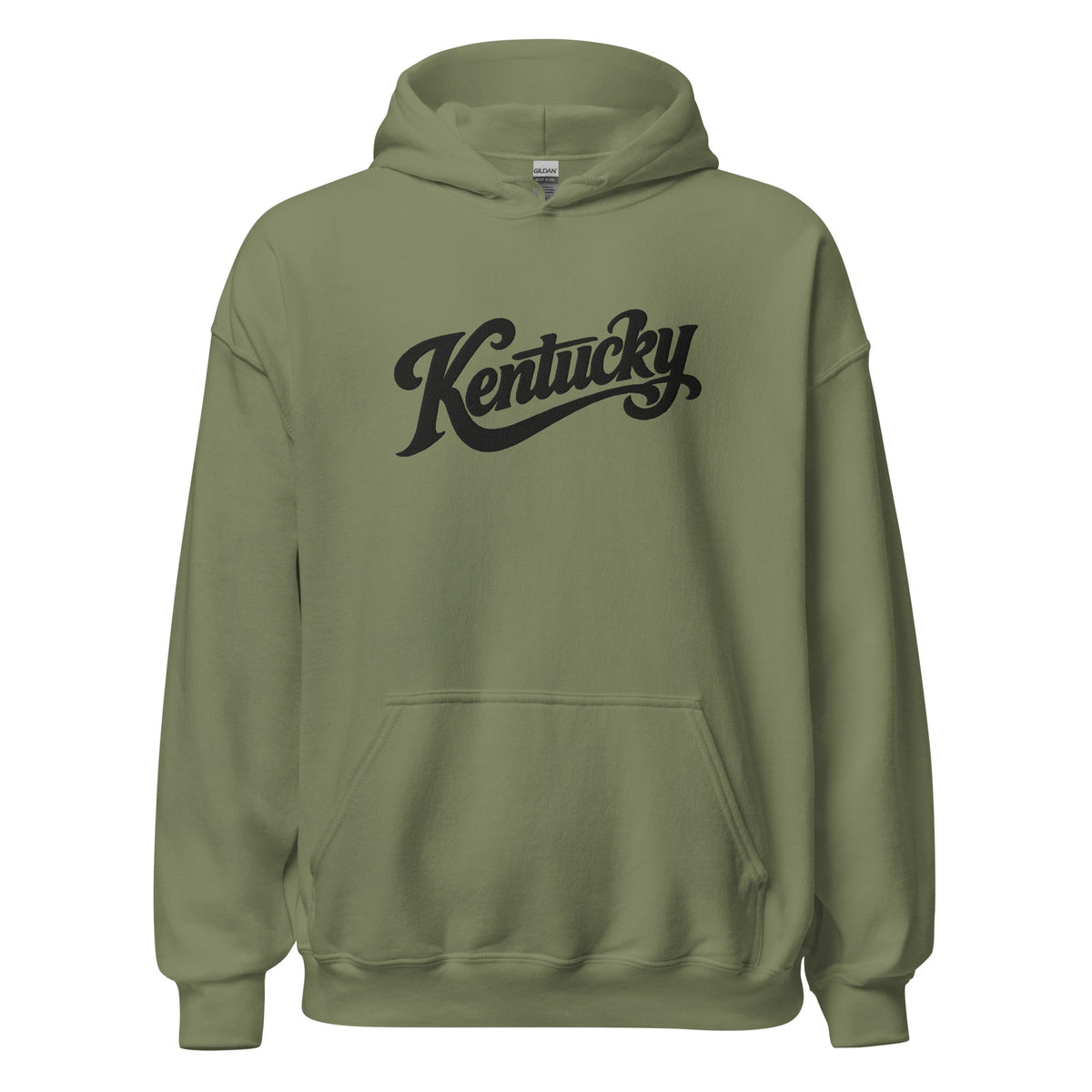 Kentucky Script Embroidered Hoodie | Black Stitch Bluegrass Pullover - Bluegrass Elite Apparel LLC