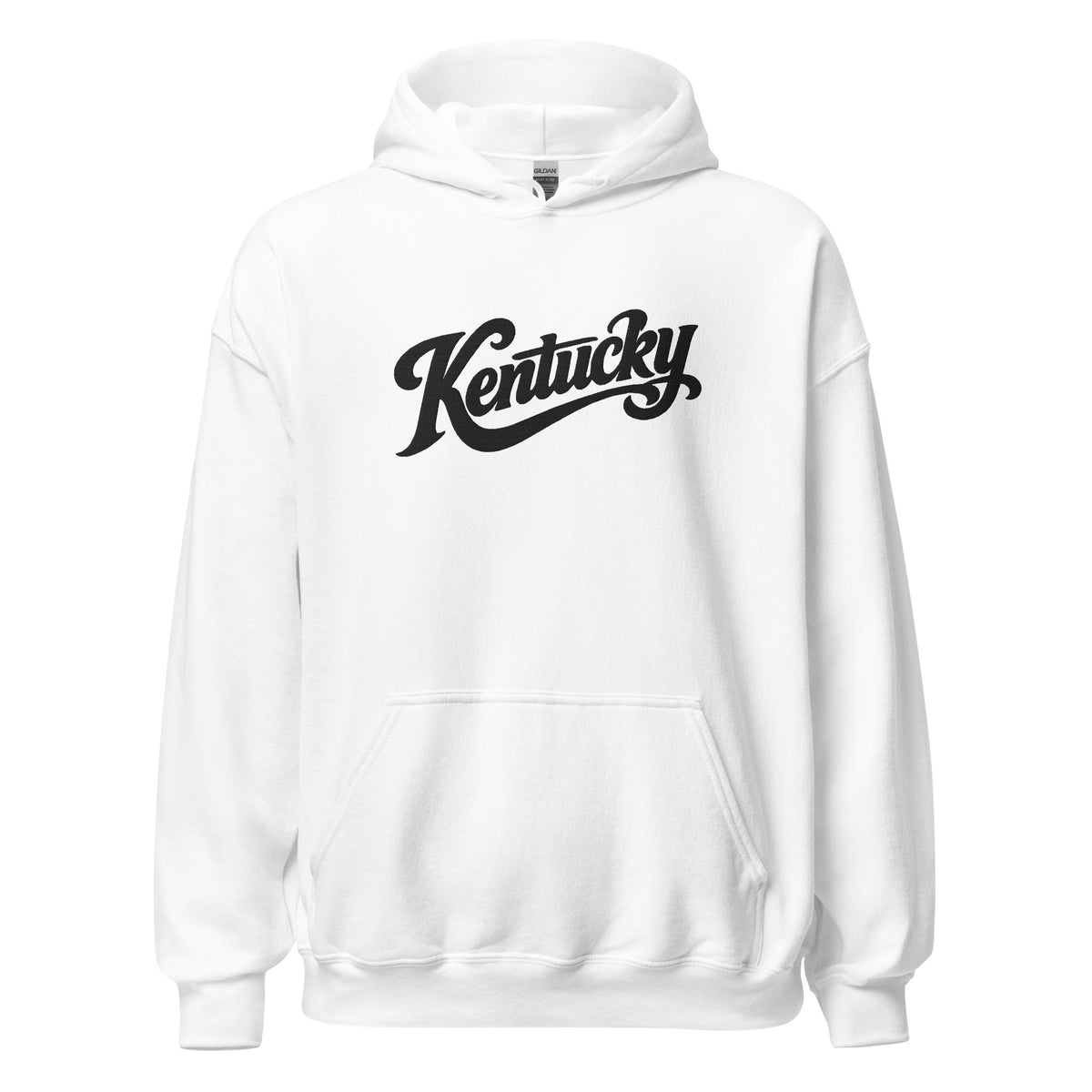 Kentucky Script Embroidered Hoodie | Black Stitch Bluegrass Pullover - Bluegrass Elite Apparel LLC