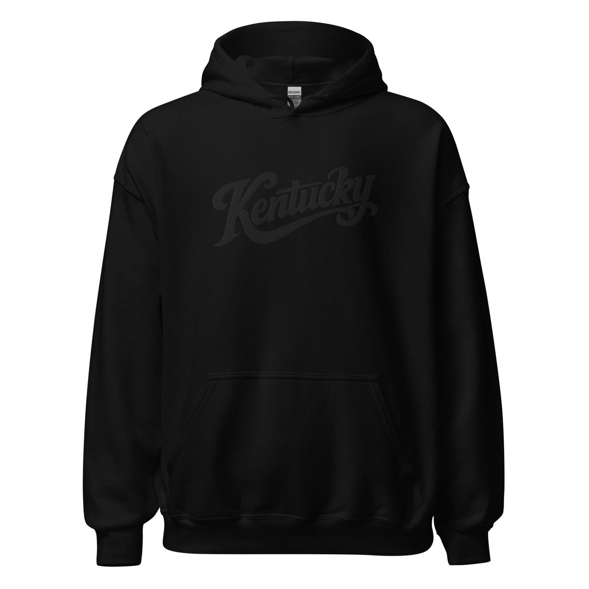 Kentucky Script Embroidered Hoodie | Black Stitch Bluegrass Pullover - Bluegrass Elite Apparel LLC