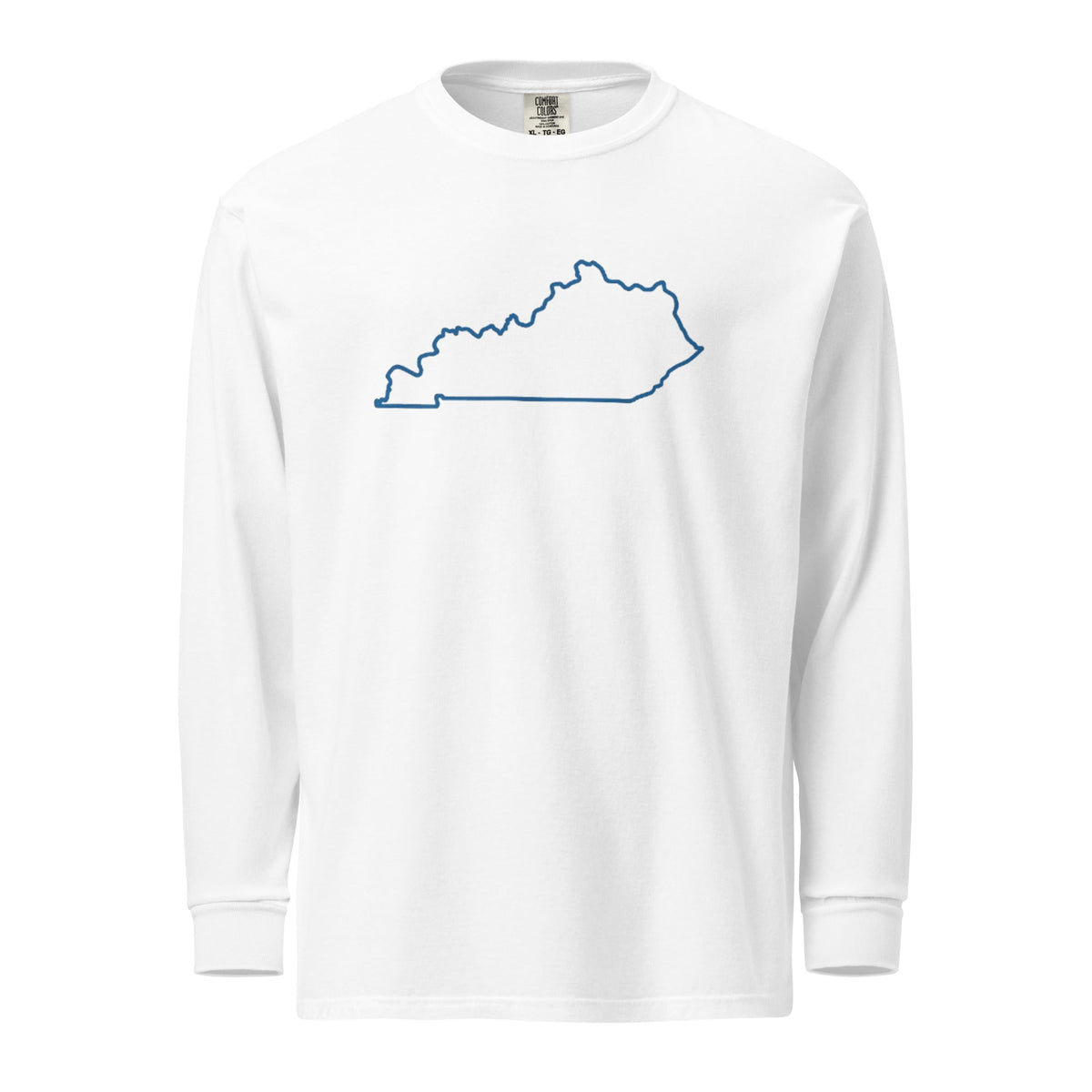 Kentucky State Outline Heavyweight Long Sleeve Shirt | Garment - Dyed Comfort | Unisex - Bluegrass Elite Apparel LLC