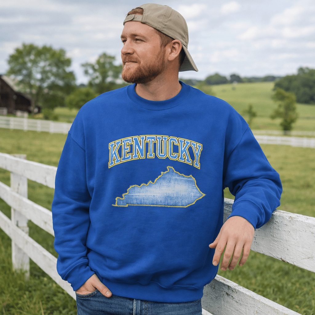 Kentucky State Sweatshirt | Denim Textured Design | Unisex Cotton Blend - Bluegrass Elite Apparel LLC