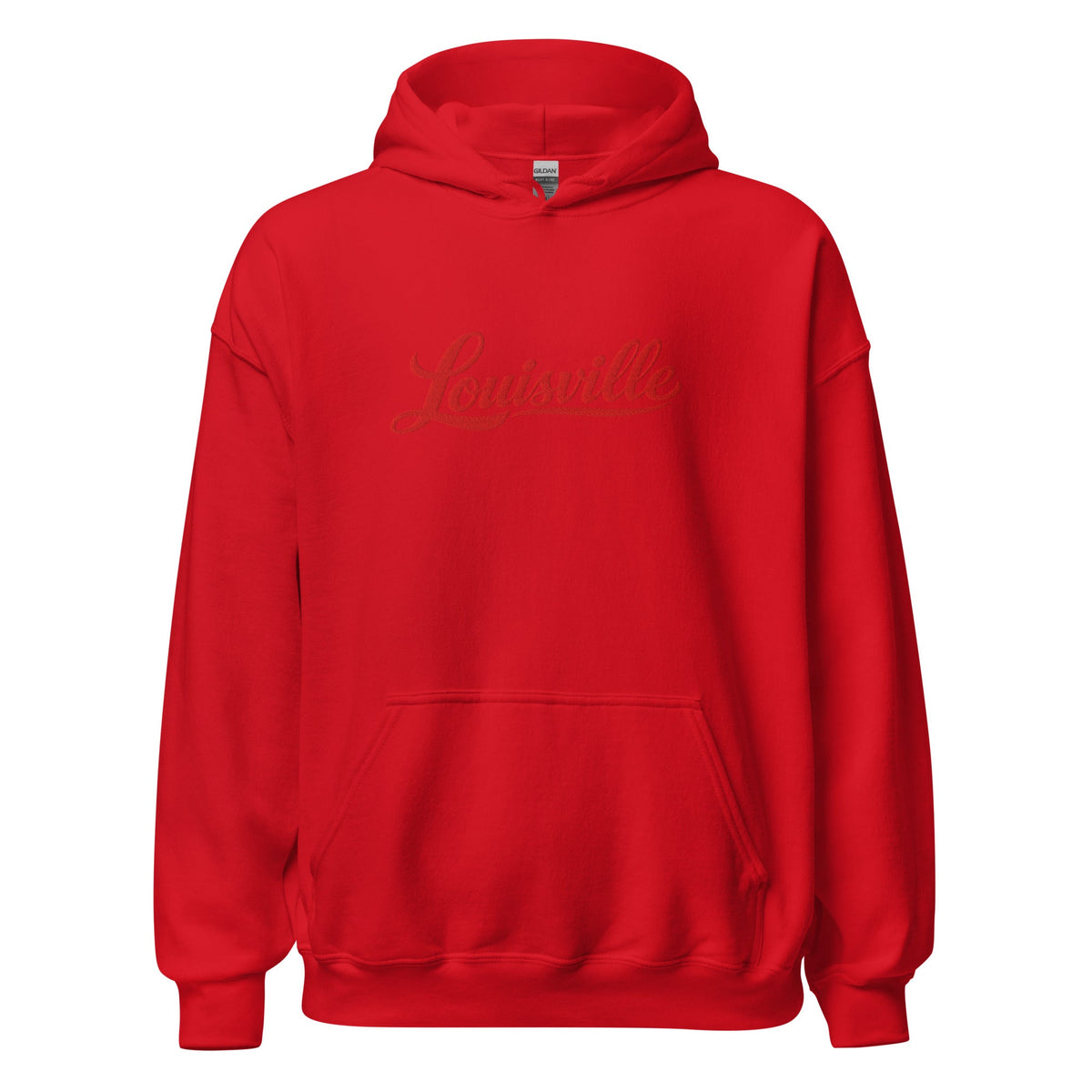 Louisville Hoodie | Red Script Embroidered Design | Unisex Comfort - Bluegrass Elite Apparel LLC