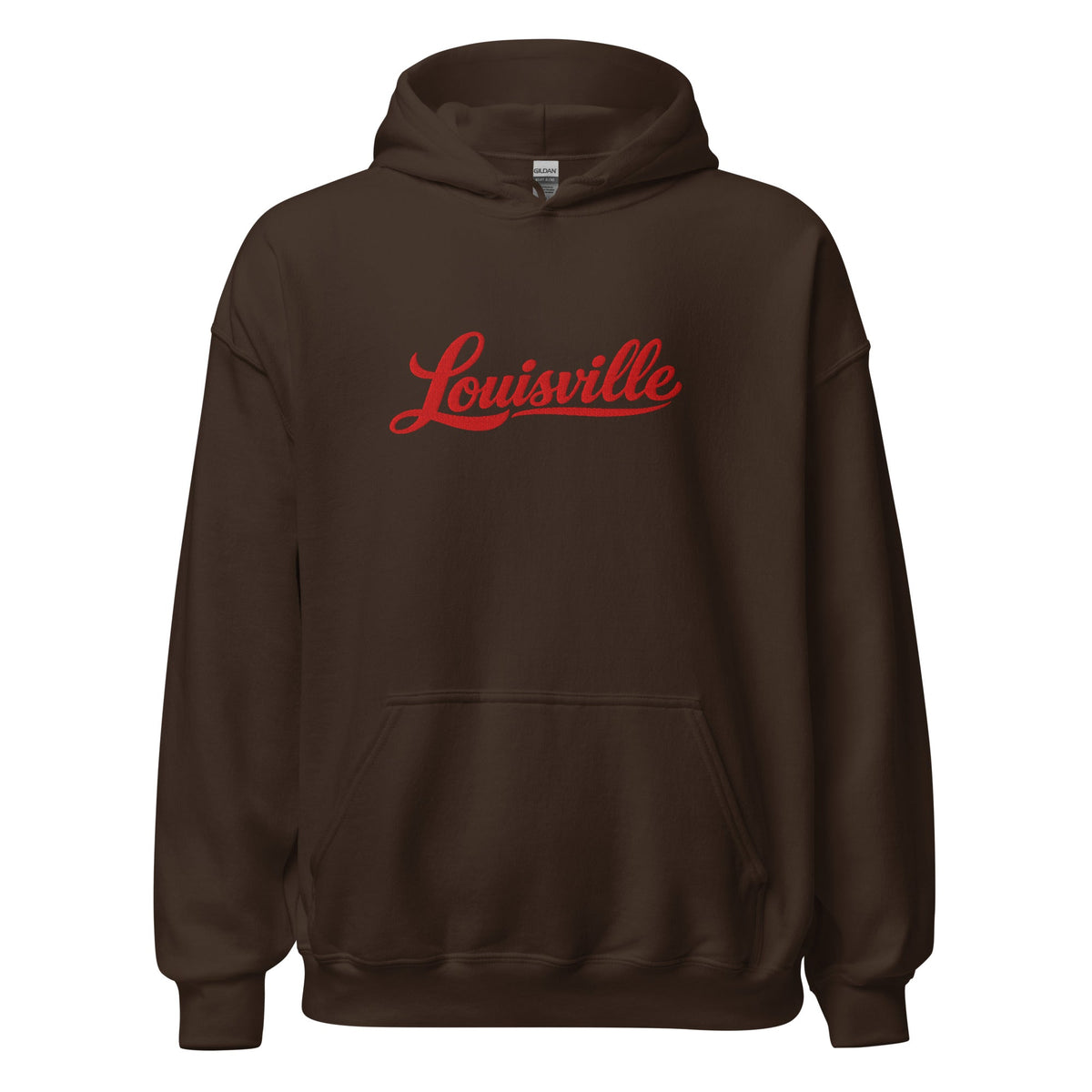 Louisville Hoodie | Red Script Embroidered Design | Unisex Comfort - Bluegrass Elite Apparel LLC