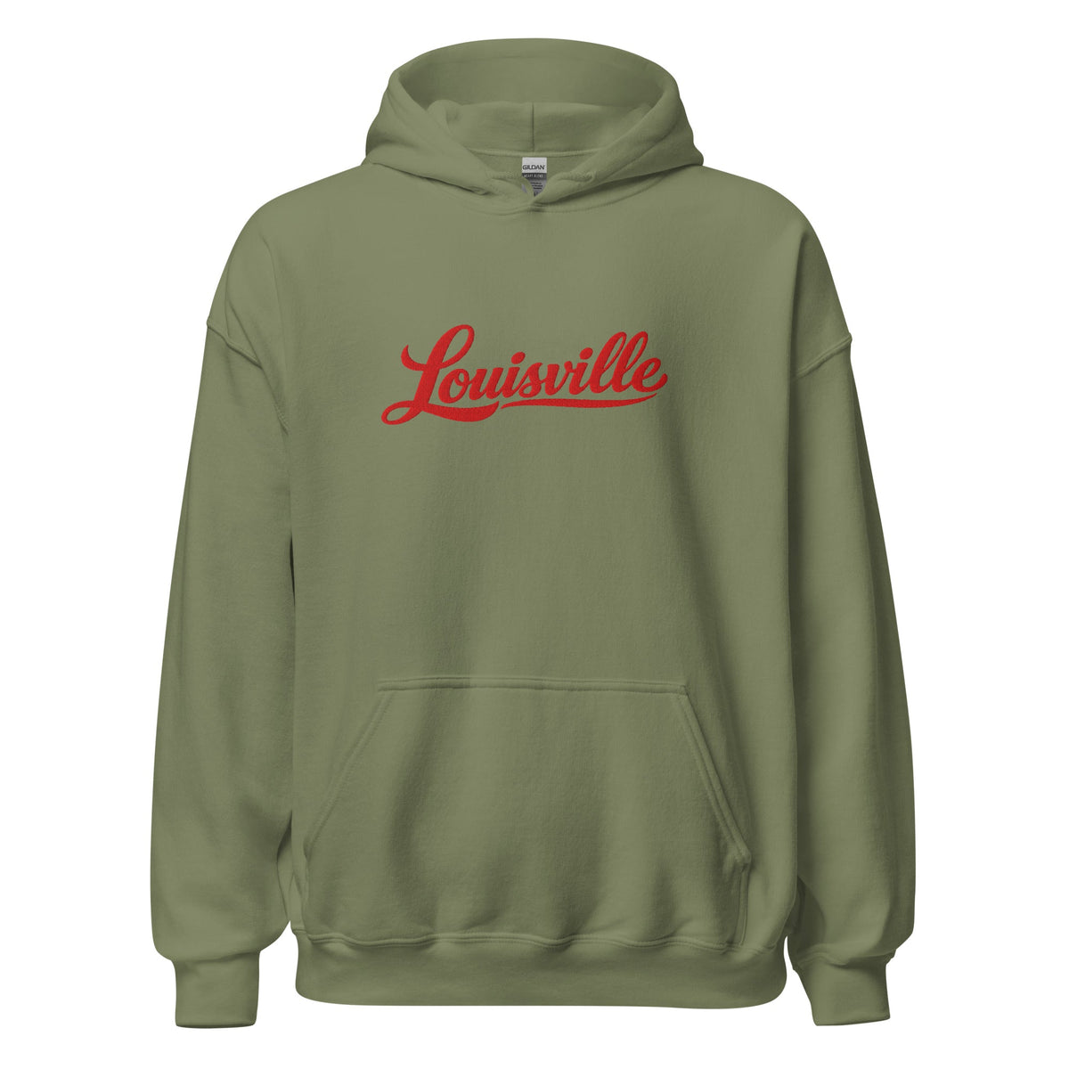 Louisville Hoodie | Red Script Embroidered Design | Unisex Comfort - Bluegrass Elite Apparel LLC
