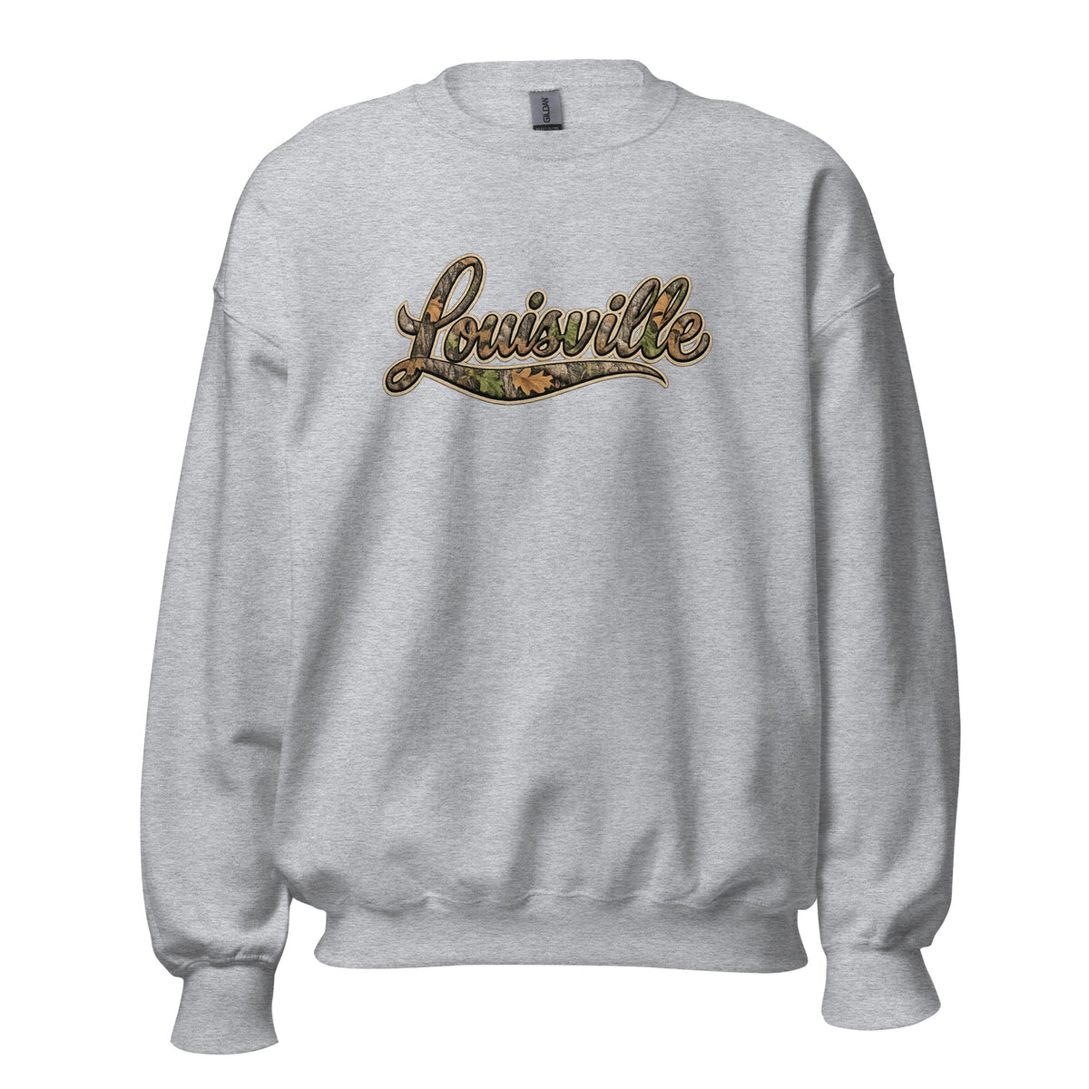Louisville Script Sweatshirt | Outdoor Camo Style | Unisex Fit - Bluegrass Elite Apparel LLC