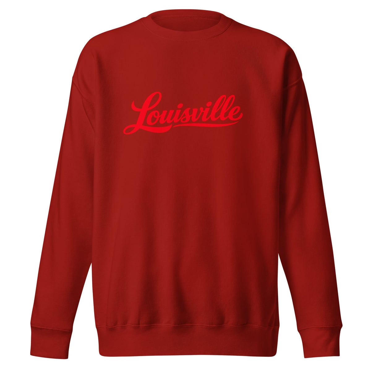 Louisville Sweatshirt | Red Script Fleece Crewneck | Unisex Fit - Bluegrass Elite Apparel LLC