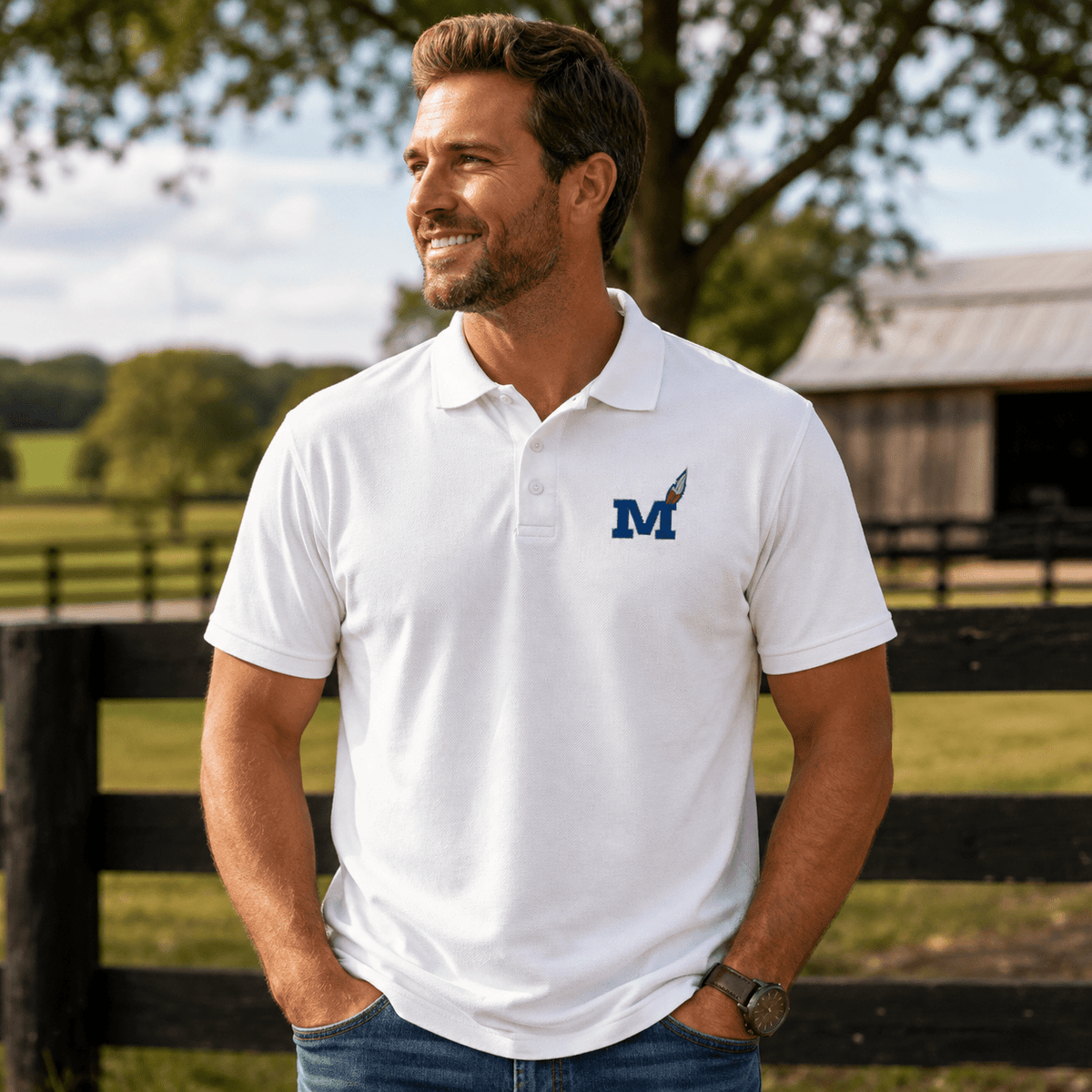 Montgomery County Indian Premium Pique Polo | Bold M Design - Bluegrass Elite Apparel LLC